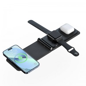 WLC02 3-in-1 Folding 15W Wireless Travel Charger With MagSafe